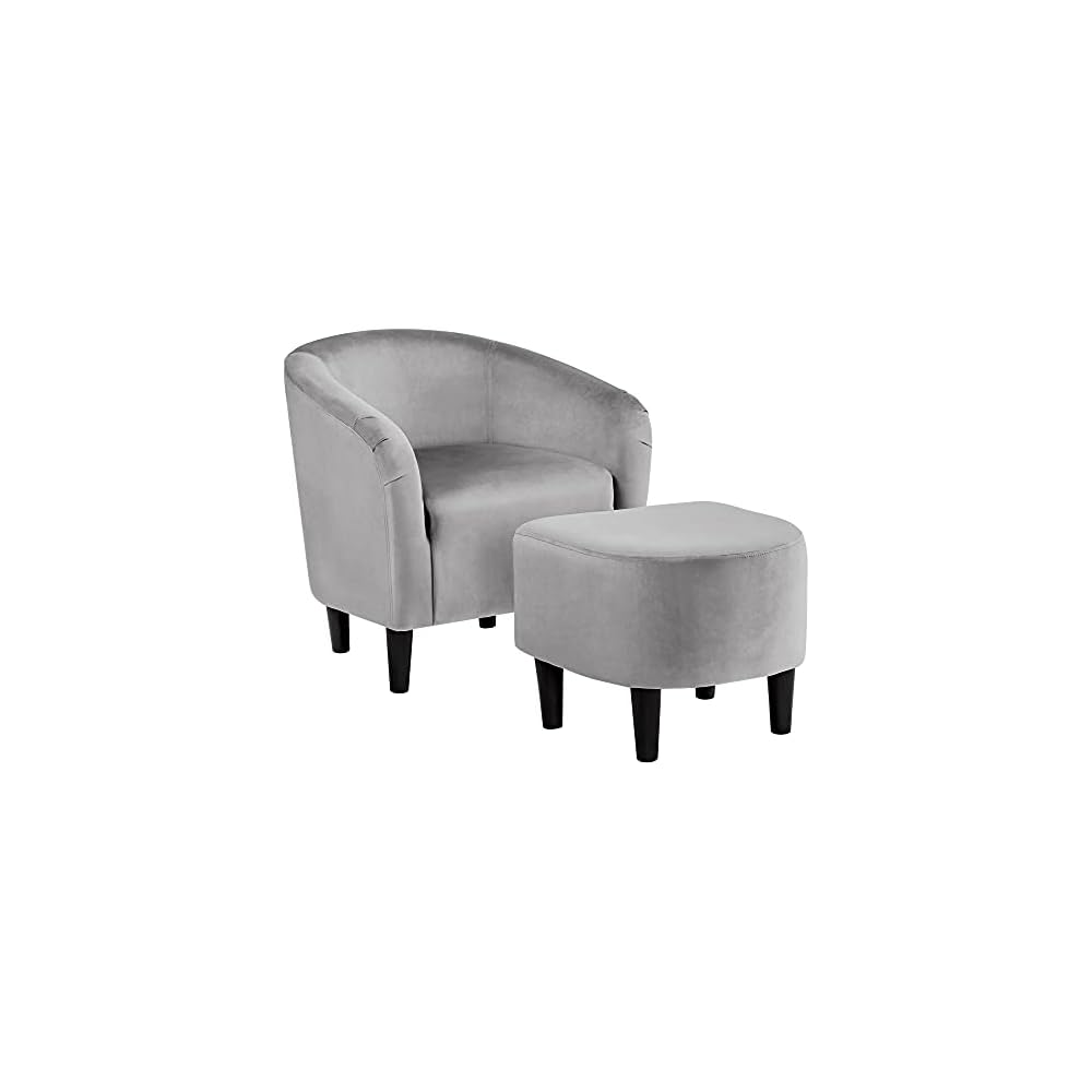 Yaheetech Small 25.5in Wide Velvet Barrel Accent Chair for Bedroom, Black