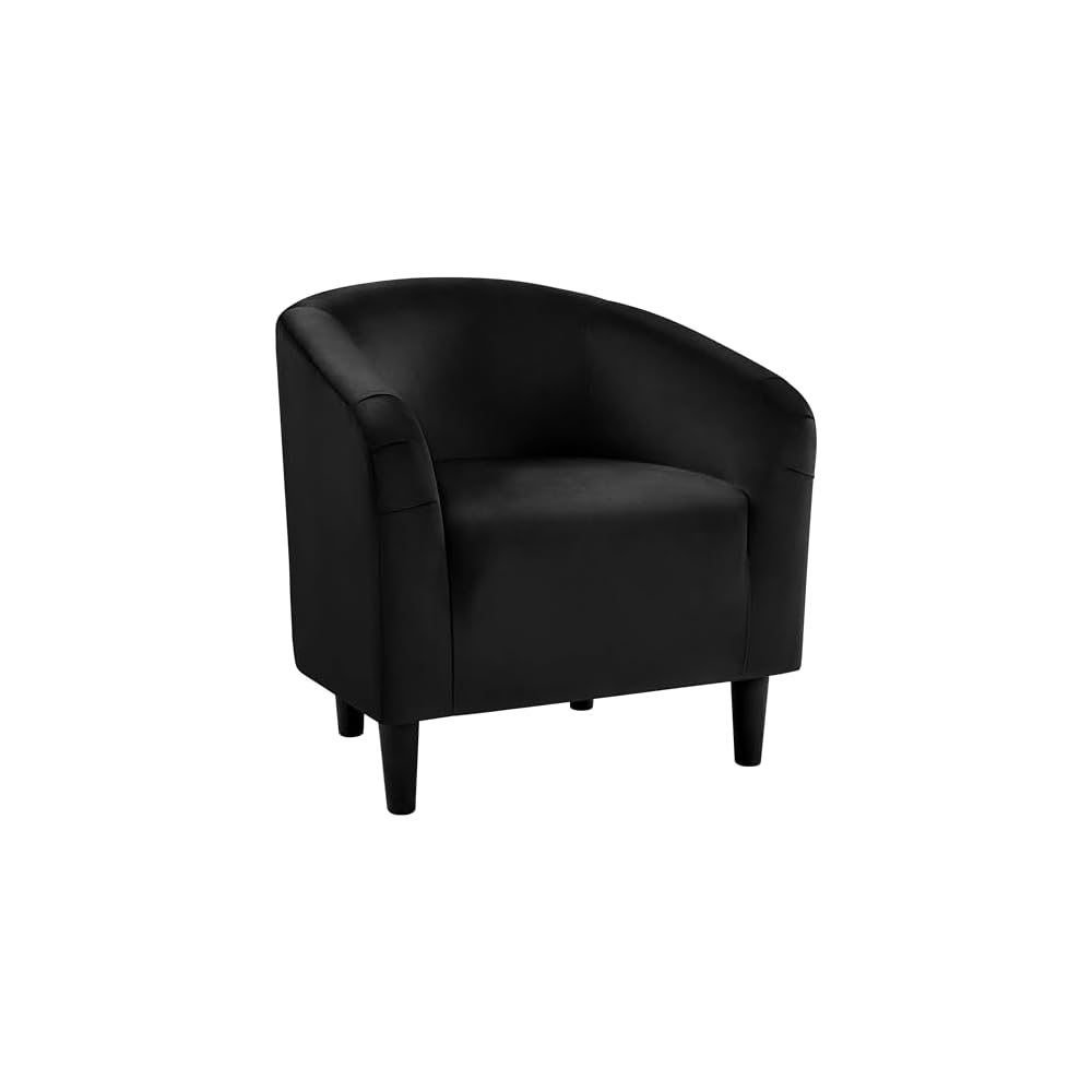 Yaheetech Small 25.5in Wide Velvet Barrel Accent Chair for Bedroom, Black