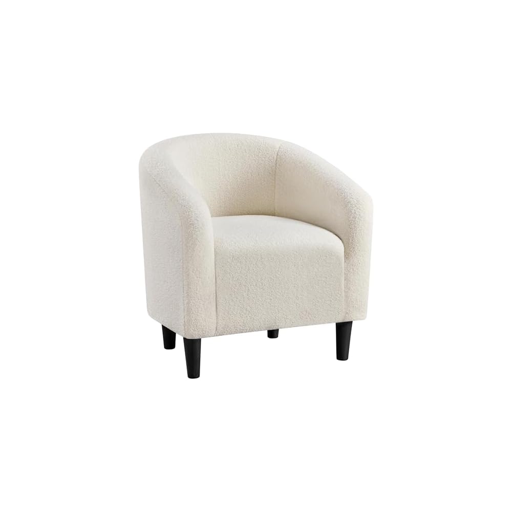 Yaheetech Small 25.5in Wide Velvet Barrel Accent Chair for Bedroom, Black