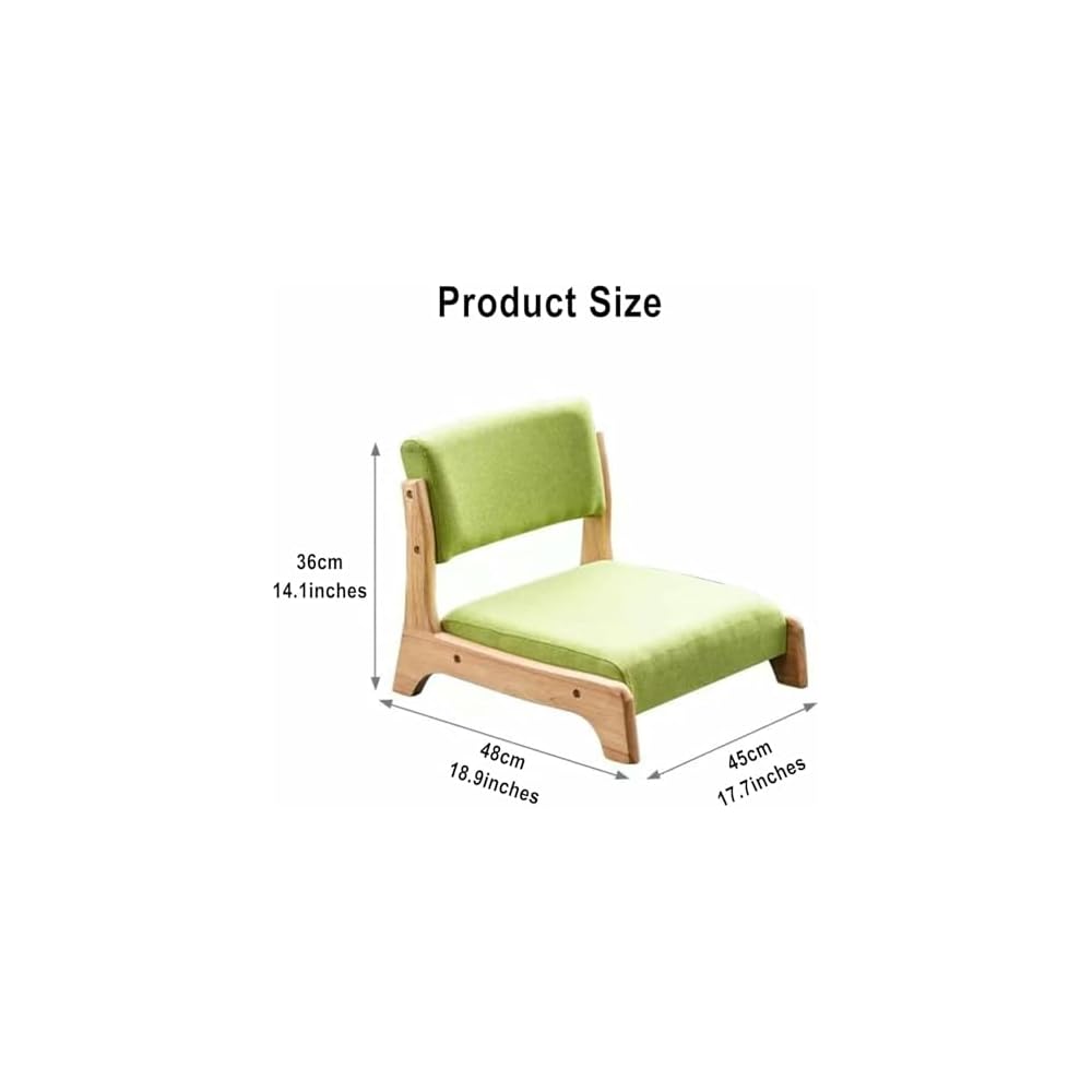 Japanese Floor Chair with Back Support,Low-Back Meditation Floor Seat with Soft Cushion,Portable Wood Armless Tatami Chair Meditation Living Room