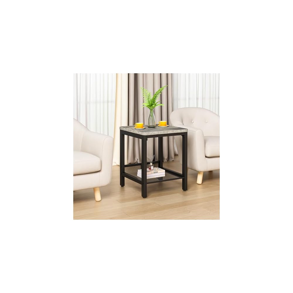 Lamerge Coffee Table Set of 3 Coffee Table and end Table Sets, Modern Metal Frame Living Room Center Table for Small Apartment Home Office（Gray）