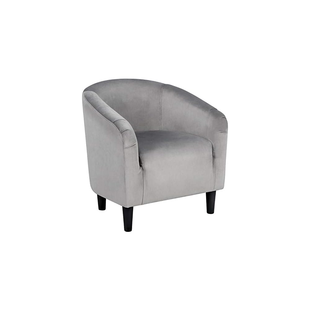 Yaheetech Small 25.5in Wide Velvet Barrel Accent Chair for Bedroom, Black