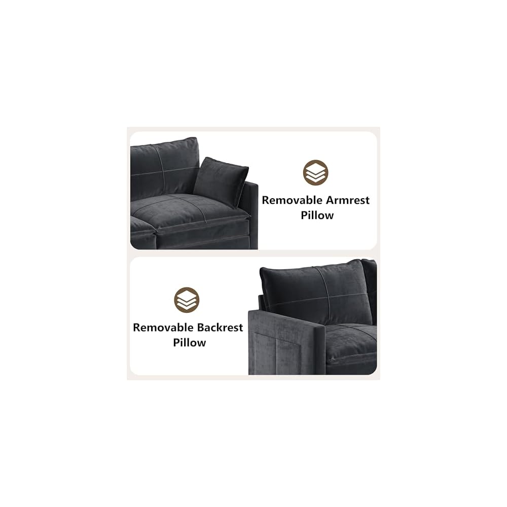 Xixini 108" U-Shaped Modular Sectional Sofa, 5-Seat, Grey