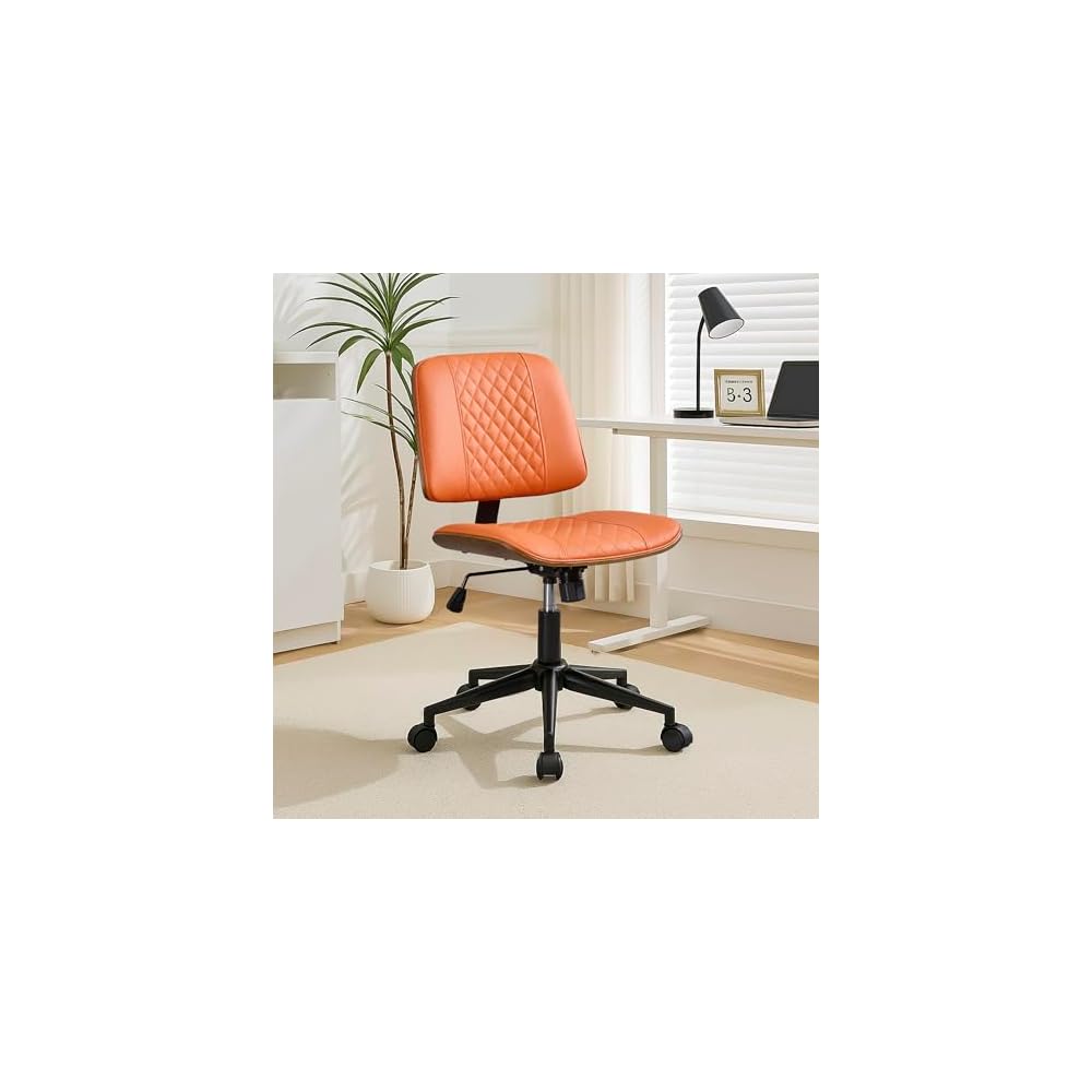 Armless Rolling Office Desk Chair, Adjustable Height Computer Chair, Black