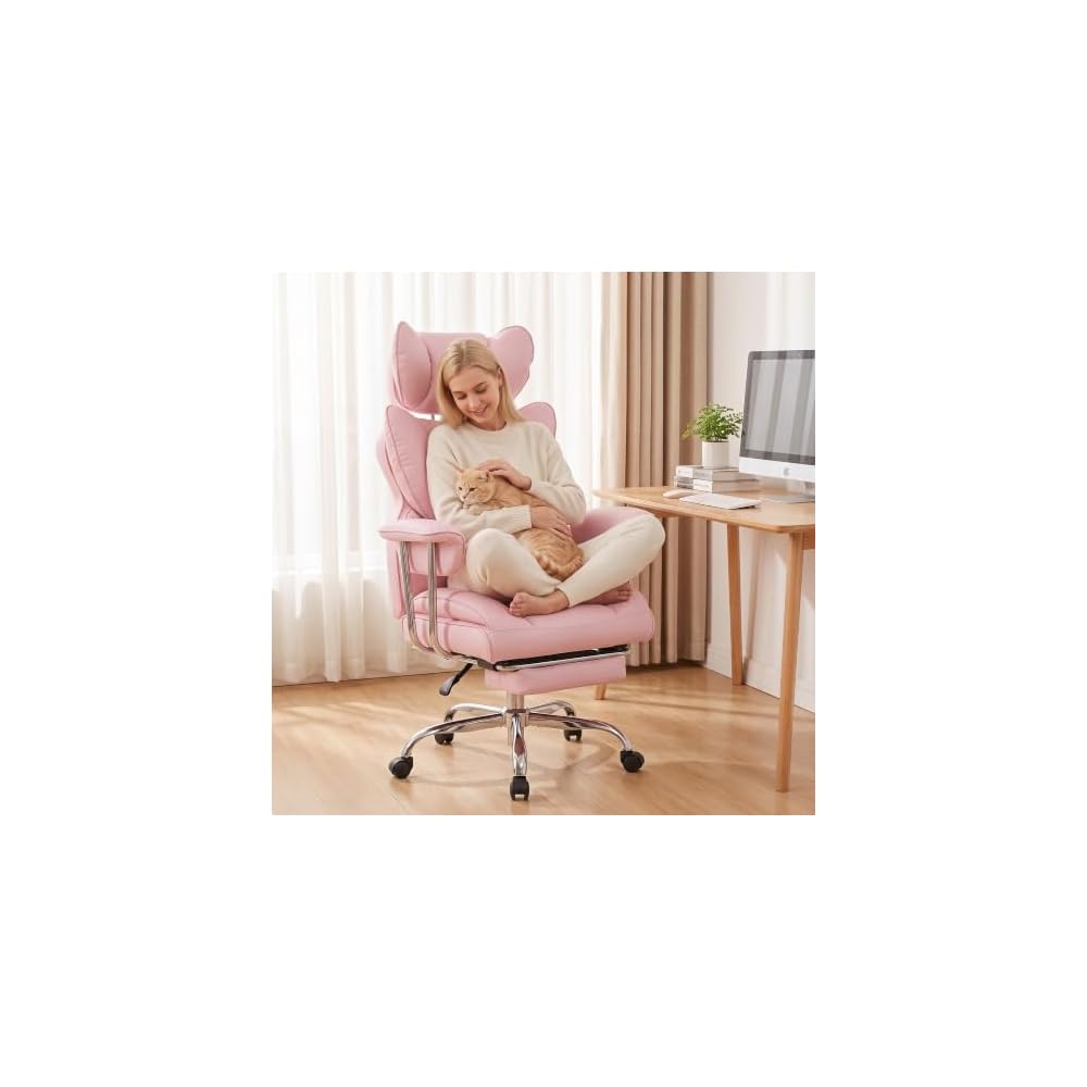 Big and Tall Office Chair, Ergonomic Leather Recliner Computer Chair, Black