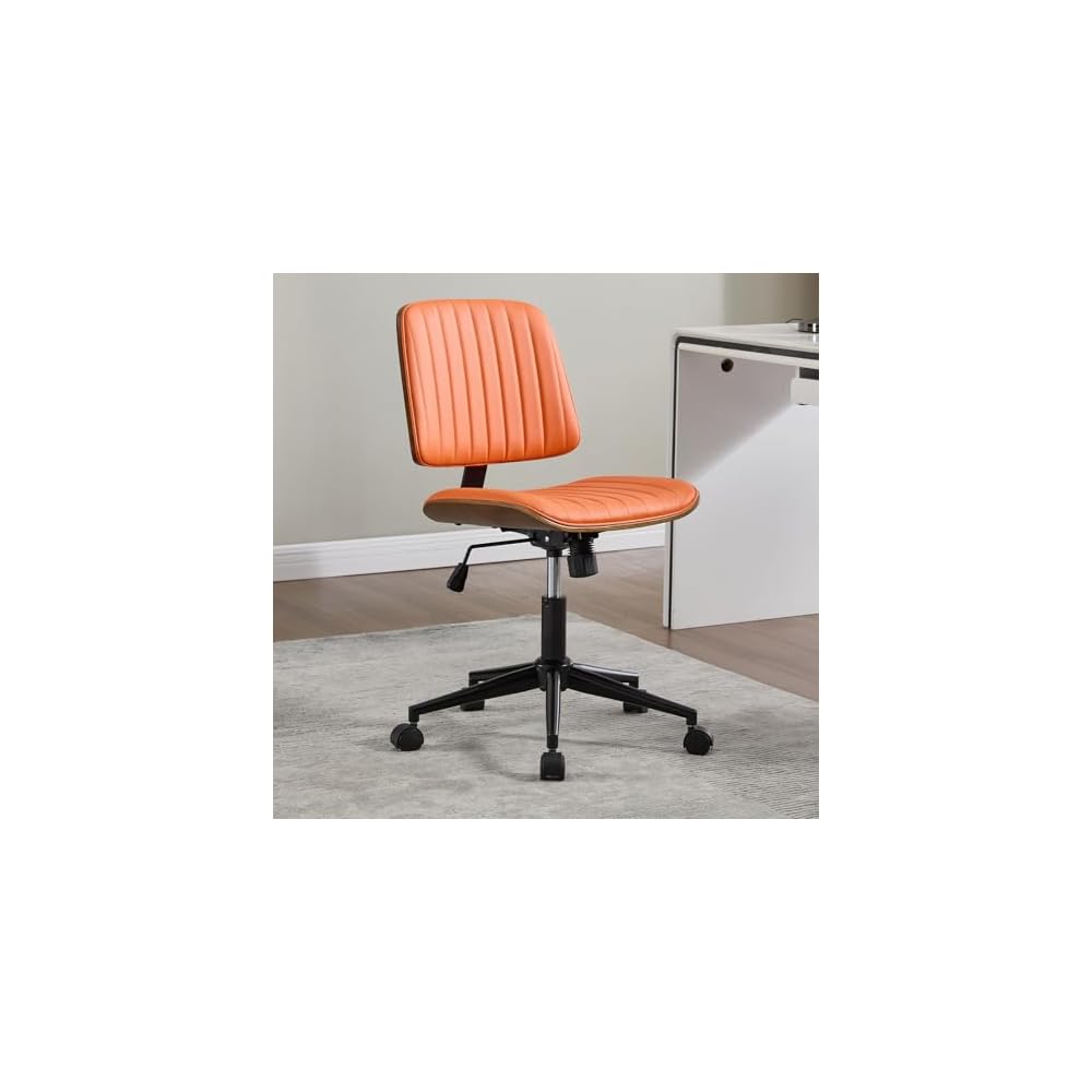 Armless Rolling Office Desk Chair, Adjustable Height Computer Chair, Black