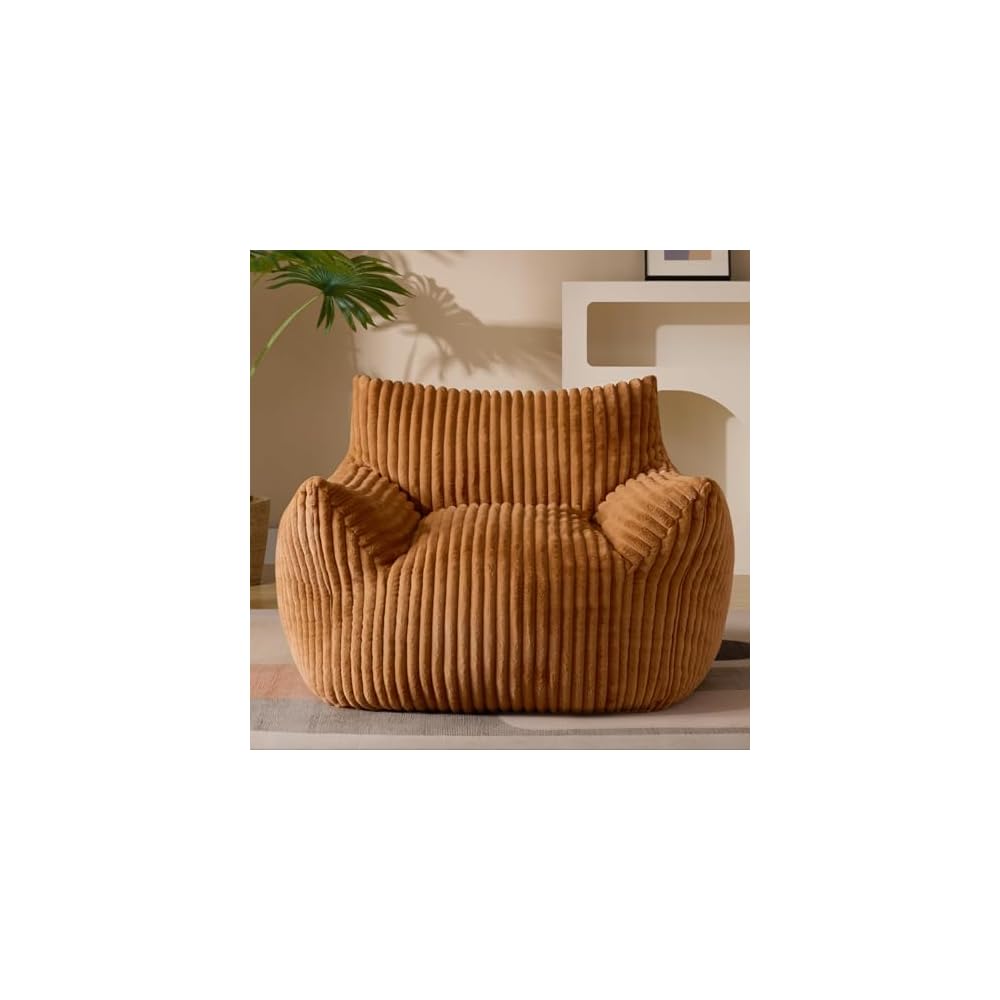 Gericco Giant Plush Bean Bag Chair for Adults with Armrests - Oversized Comfy Green Beanbag Lounge Lazy Floor Sofa Accent Chair for Living Room, Bedroom & Dorm, Cozy Fluffy Single Cloud Mini Couch