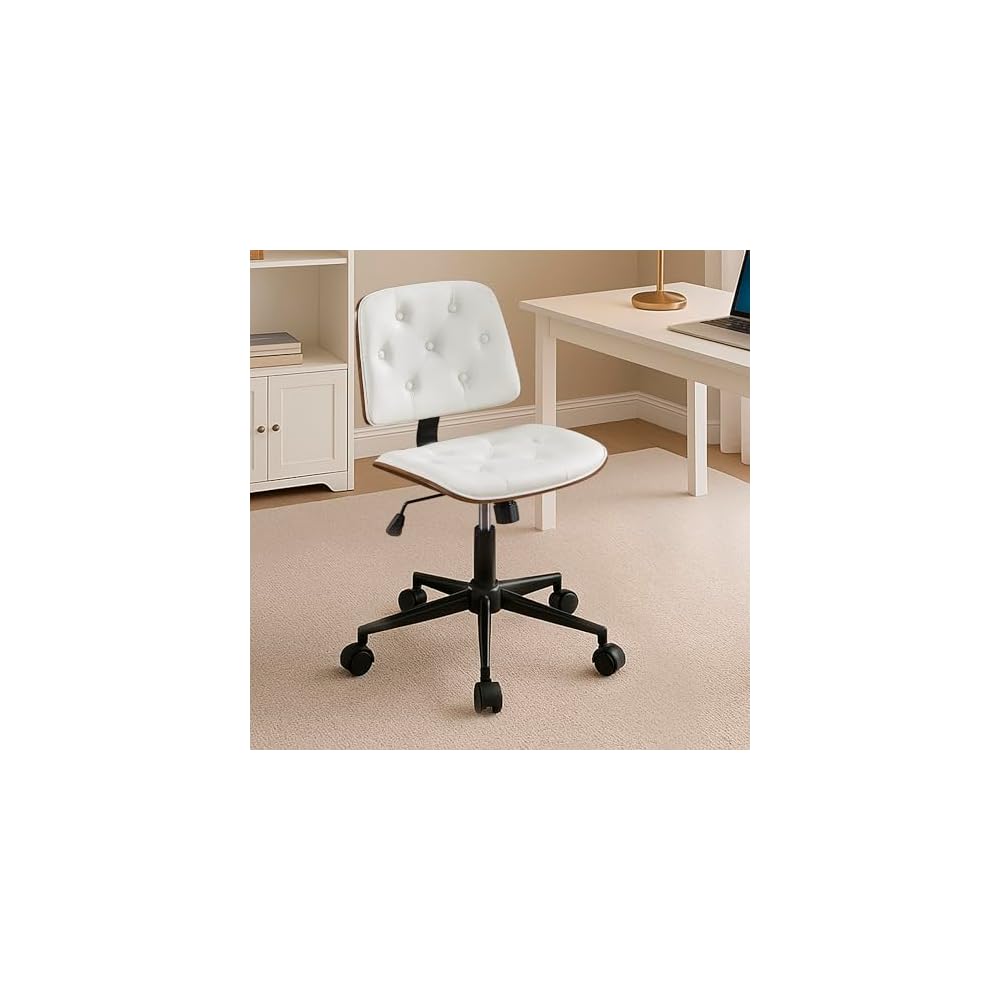 Armless Rolling Office Desk Chair, Adjustable Height Computer Chair, Black