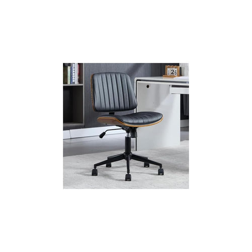 Armless Rolling Office Desk Chair, Adjustable Height Computer Chair, Black
