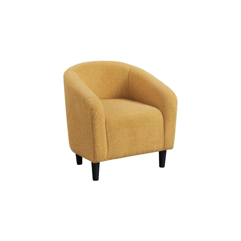 Yaheetech Small 25.5in Wide Velvet Barrel Accent Chair for Bedroom, Black
