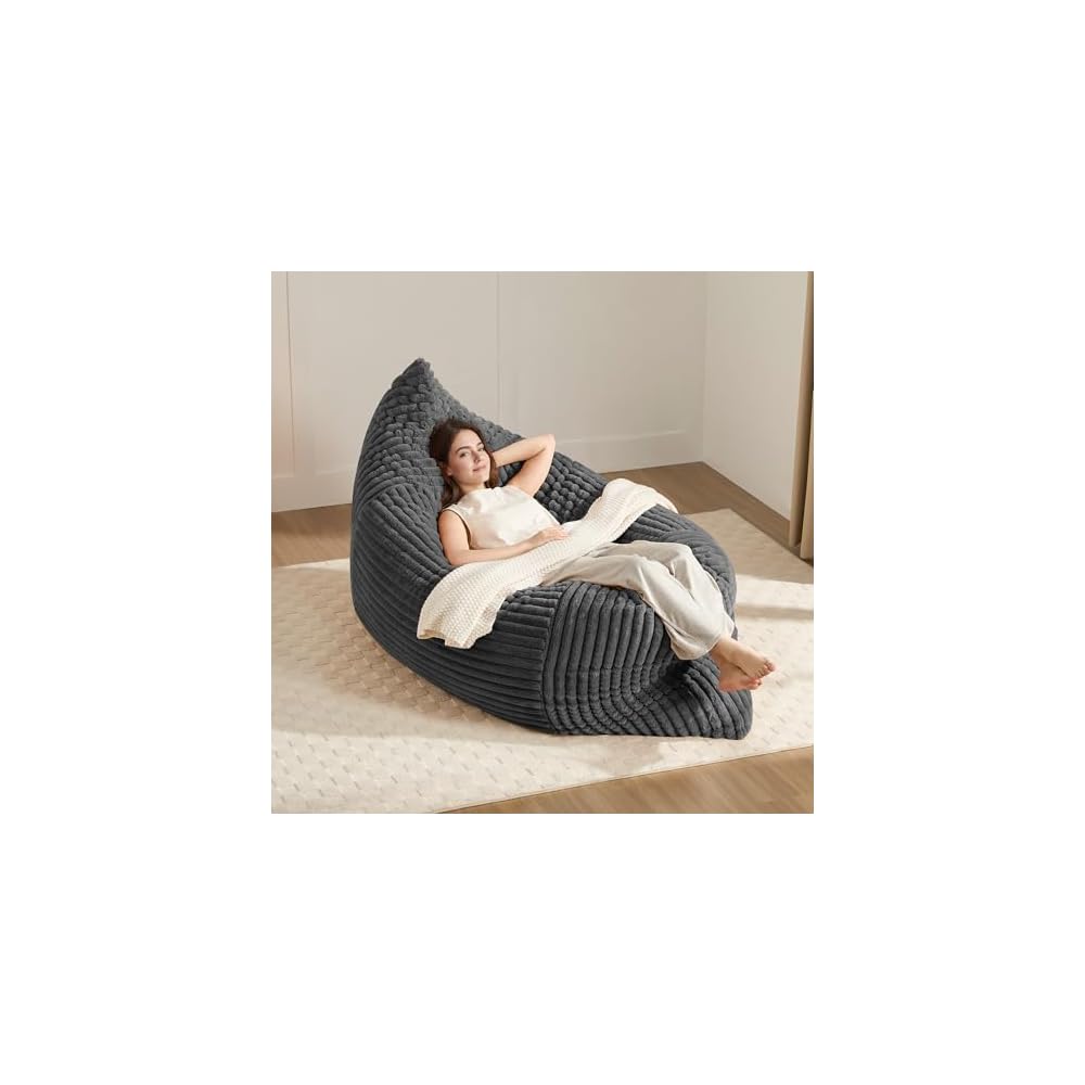 Gericco Giant Plush Bean Bag Chair for Adults with Armrests - Oversized Comfy Green Beanbag Lounge Lazy Floor Sofa Accent Chair for Living Room, Bedroom & Dorm, Cozy Fluffy Single Cloud Mini Couch