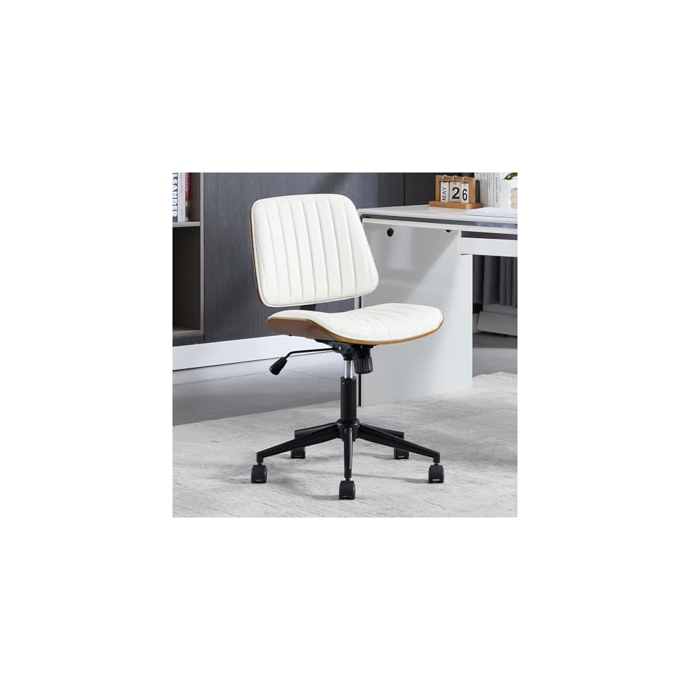 Armless Rolling Office Desk Chair, Adjustable Height Computer Chair, Black