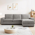 PARKOL 99" L-Shaped Sectional Couch with Storage, Sofa with Reversible Chaise, USB Type-C Charging, Chenille Fabric, Removable Cushion Covers, for Small Space, Apartment, Living Room, Light Gray