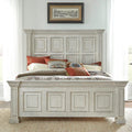 Liberty Furniture Big Valley California King Panel Bed Traditional Bedroom Wood Bed Frame - Distressed Whitestone Birch Wood